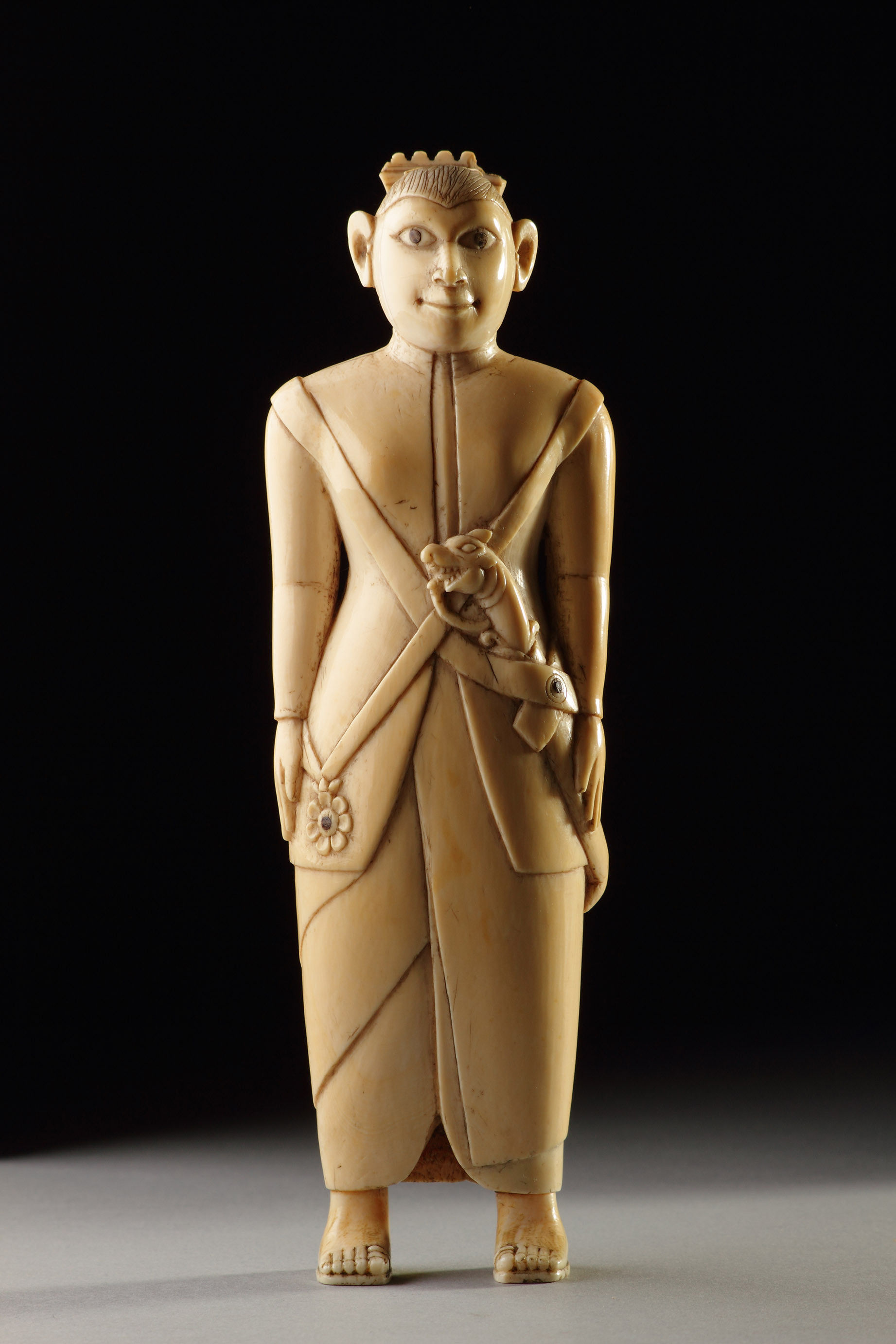 Rare Sri Lankan Carved Ivory Portrait of a Noble Member of the Royal Kandyan Court